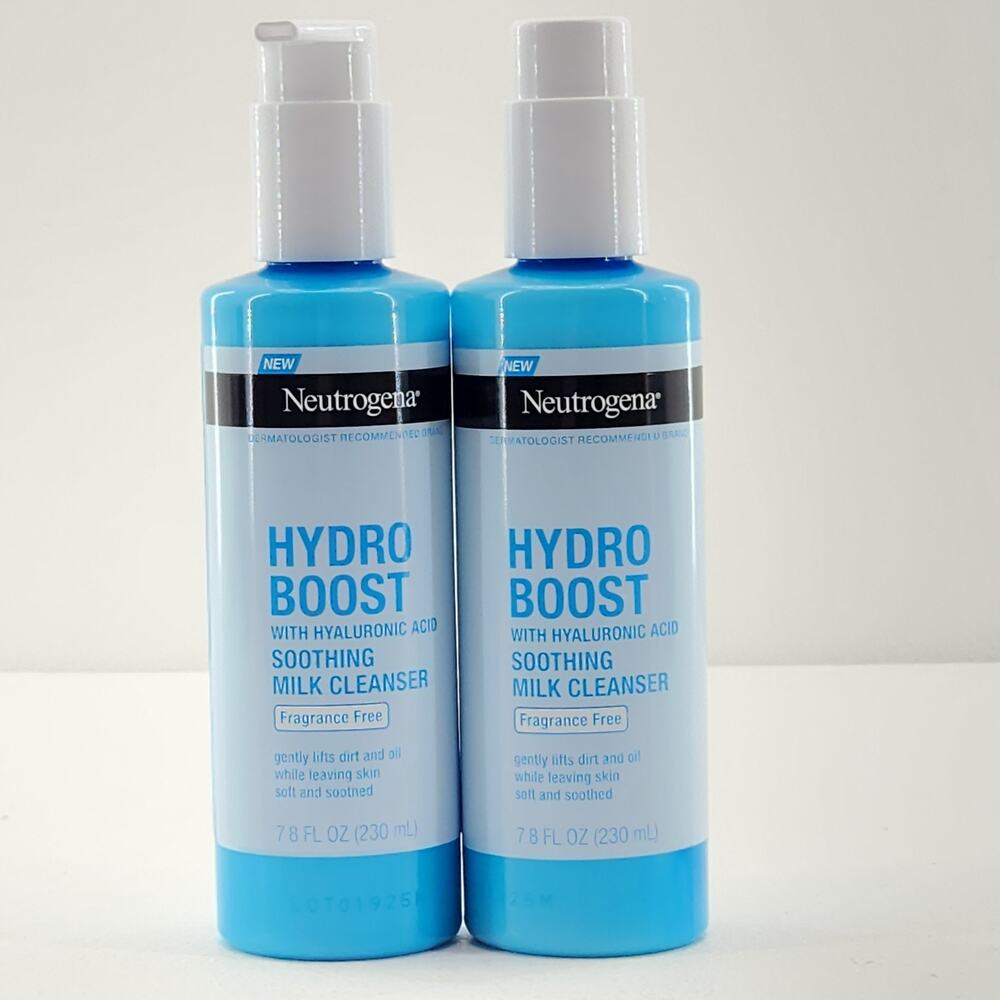 Neutrogena Hydro Boost Soothing Milk Cleanser 7.8oz Lot of 2 Fragrance Free HA